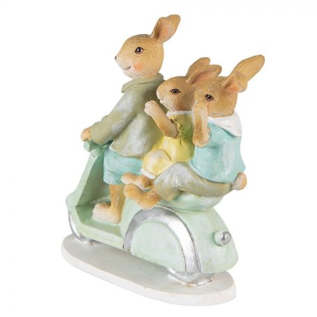 Nyuszi papa gyerekekkel motoron  - 17x7x15 cm - Raktáron