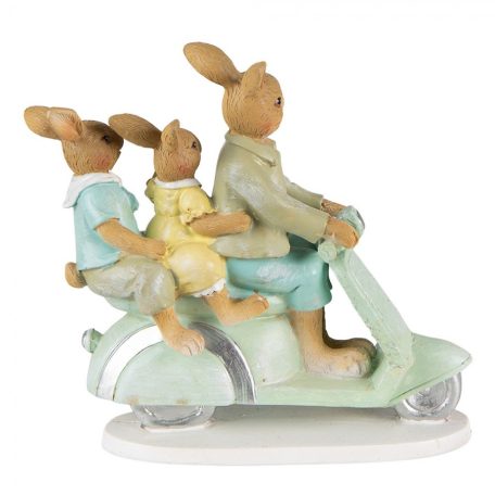 Nyuszi papa gyerekekkel motoron  - 17x7x15 cm - Raktáron