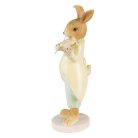 Nyúl figura sárga kabátban, virág formájú hegedűvel - 8x5x16 cm 