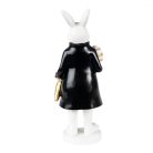 Fekete-fehér nyú figura fehér-arany tojással - 7x6x20 cm