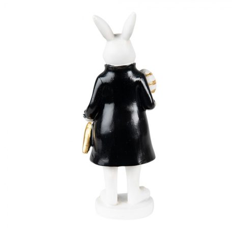 Fekete-fehér nyú figura fehér-arany tojással - 7x6x20 cm