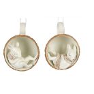 Egér figurák csészében - Fehér - Bézs - 10x7x6 cm - 2 db-os szett  - Raktáron