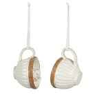 Egér figurák csészében - Fehér - Bézs - 10x7x6 cm - 2 db-os szett  - Raktáron