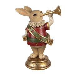 Nyuszi figura trombitával -  11x7x14 cm