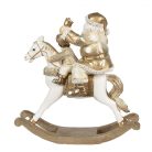  Télapó hintalovon kisfiúval, fehér-arany - 21x8x21 cm 
