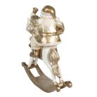  Télapó hintalovon kisfiúval, fehér-arany - 21x8x21 cm 