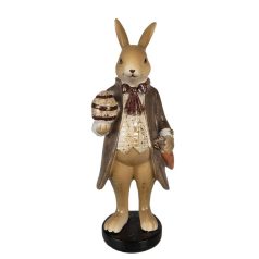 Nyuszi figura barna kabátos - 20 cm - Raktáron