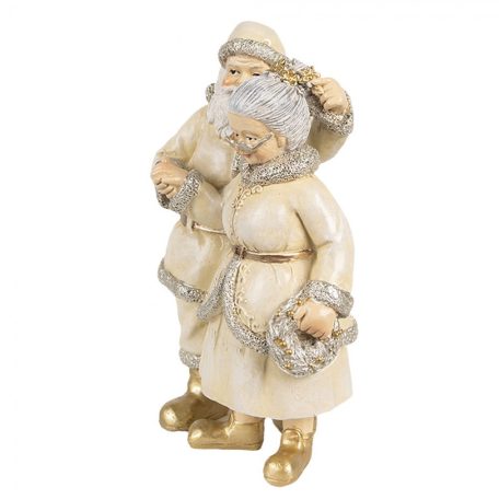 Krémszínű télanyó télapóval - 11x8x16 cm