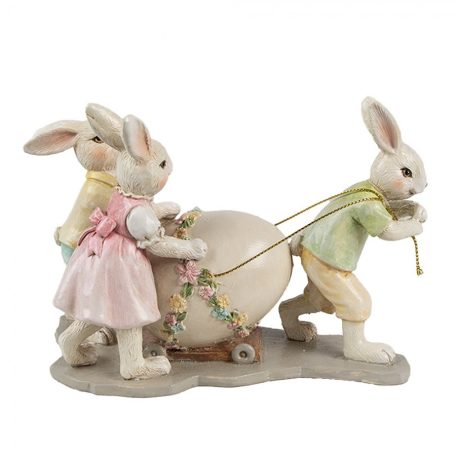 Clayre & Eef - Nyuszi figurák tojással - 17x8x11 cm - Raktáron