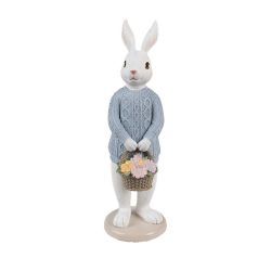 Nyuszifiú kosárkával -Kék-fehér - 24 cm - Raktáron