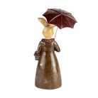 Barna ruhás nyuszi figura esernyővel - 21 cm