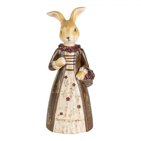 Barna ruhás nyuszi figura esernyővel - 21 cm
