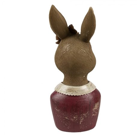 Nyuszi  figura masnival - Bordó -  7x7x17 cm - Raktáron