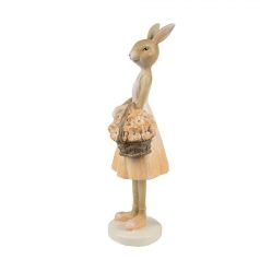 Nyuszilány figura kosárkával - Bézs - 21 cm - Raktáron