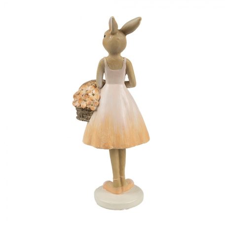 Nyuszilány figura kosárkával - Bézs - 21 cm - Raktáron