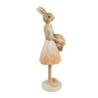 Nyuszilány figura kosárkával - Bézs - 21 cm - Raktáron