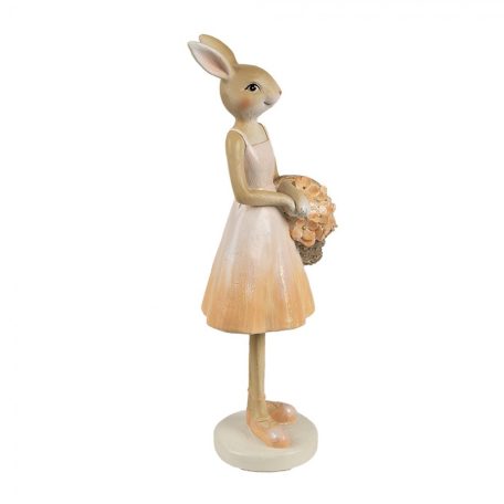 Nyuszilány figura kosárkával - Bézs - 21 cm - Raktáron