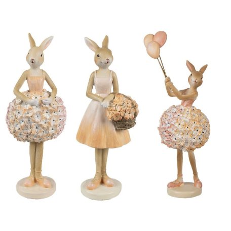 Nyuszilány figura kosárkával - Bézs - 21 cm - Raktáron