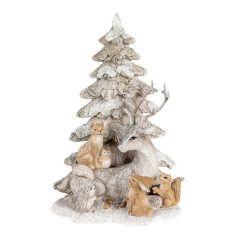 Jeges szürke karácsonyi erdei állatok - 20 cm