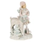Lány figura szarvassal rózsaszín - 13x10x20 cm
