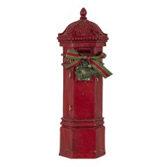 Karácsonyi dekorációs postaláda piros - 10x9x29 cm 