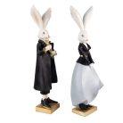 Klasszikus fekete és szürke nyúl figurák - 2 db-os szett - 14x12x47 cm 