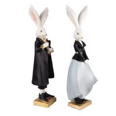   Klasszikus fekete és szürke nyúl figurák - 2 db-os szett - 14x12x47 cm 