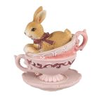 Nyuszi figura masnis rózsaszin csészében - 9 cm - Raktáron