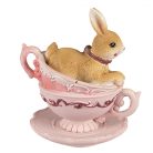 Nyuszi figura masnis rózsaszin csészében - 9 cm - Raktáron