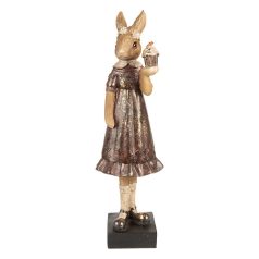   Nyuszilány barna ruhás - répás muffinnal - 28 cm - Raktáron
