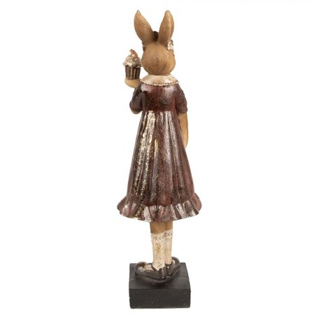 Nyuszilány barna ruhás - répás muffinnal - 28 cm - Raktáron