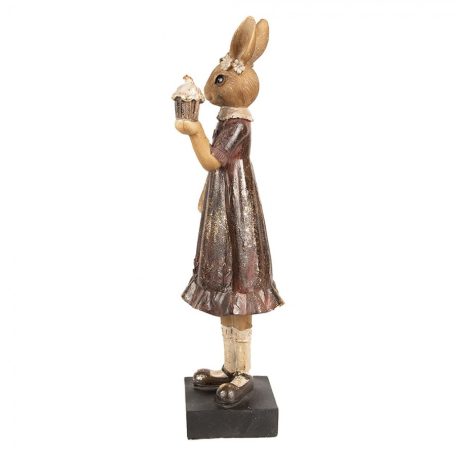 Nyuszilány barna ruhás - répás muffinnal - 28 cm - Raktáron