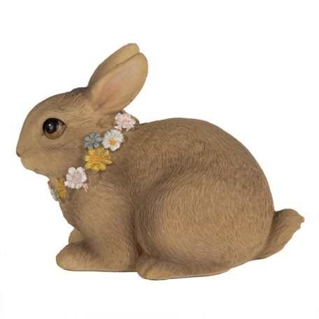 Virágkoszorús nyuszi figura - 10 cm - Raktáron
