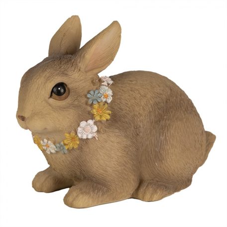Virágkoszorús nyuszi figura - 10 cm - Raktáron