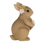 Nyuszi figura virágkoszorúval - 14 cm