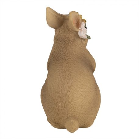Nyuszi figura virágkoszorúval - 14 cm