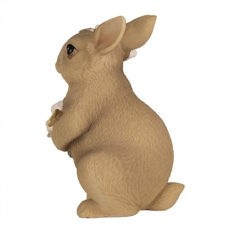 Nyuszi figura virágkoszorúval - 14 cm