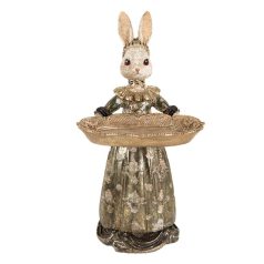 Elegáns nyuszi figura tálcával - 29 cm