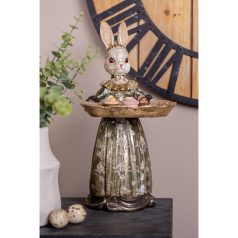 Elegáns nyuszi figura tálcával - 29 cm