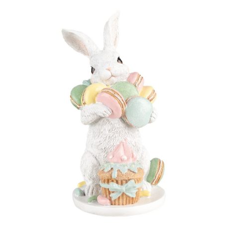 Fehér nyuszi Macaron sütikkel - 25 cm - Raktáron