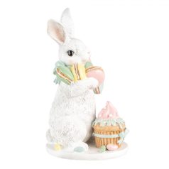 Fehér nyuszi Macaron sütikkel - 25 cm - Raktáron