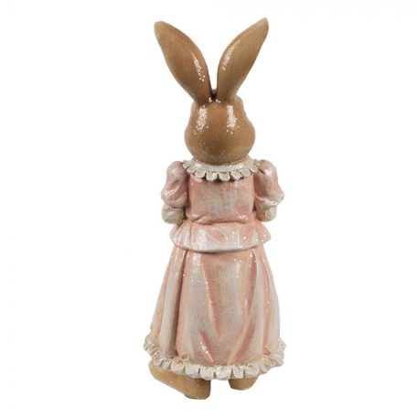 Rózsaszin nyuszi figura teáskannával - 26 cm