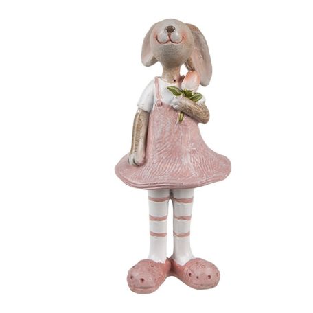 Rózsaszín ruhás nyuszilány - 11 cm - Raktáron