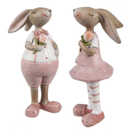 Rózsaszín ruhás nyuszilány - 11 cm - Raktáron