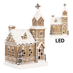 LED-es mézeskalács templom - 14x12x23 cm - Raktáron
