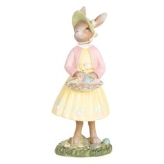Sárga ruhás nyuszilány kosárkával - 12 cm - Raktáron