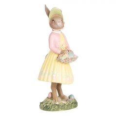 Sárga ruhás nyuszilány kosárkával - 12 cm - Raktáron