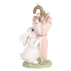   Clayre & Eef - Fehér nyuszi figura esernyővel - 15 cm - Raktáron