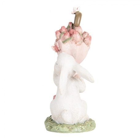 Clayre & Eef - Fehér nyuszi figura esernyővel - 15 cm - Raktáron