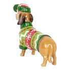 Tacskó karácsonyi figura - Zöld-piros - 24x5x14 cm